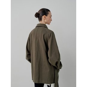 Classic Twill Raglan Half Coat - Brown