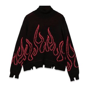 [해외배송] 비전오브슈퍼 하이넥 플레임 스웨터 VOS KB10PINKFLK BLACK