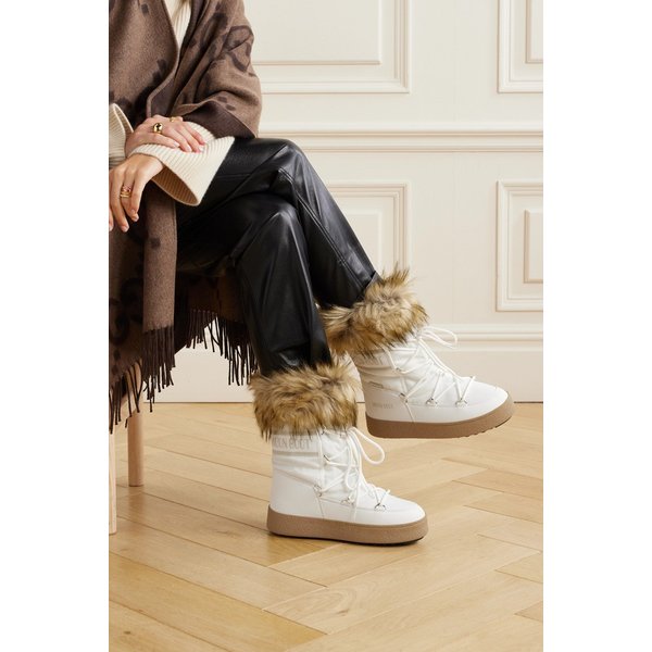 문부츠 엘트랙 모나코 인조 퍼 트리밍 셸 인조 가죽 스노우 부츠 화이트 1647597307949086