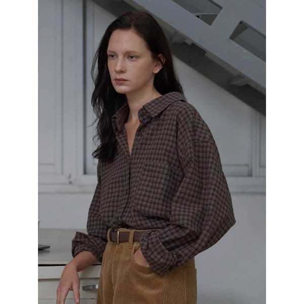 빈티지 로지 체크 셔츠 (Brown)