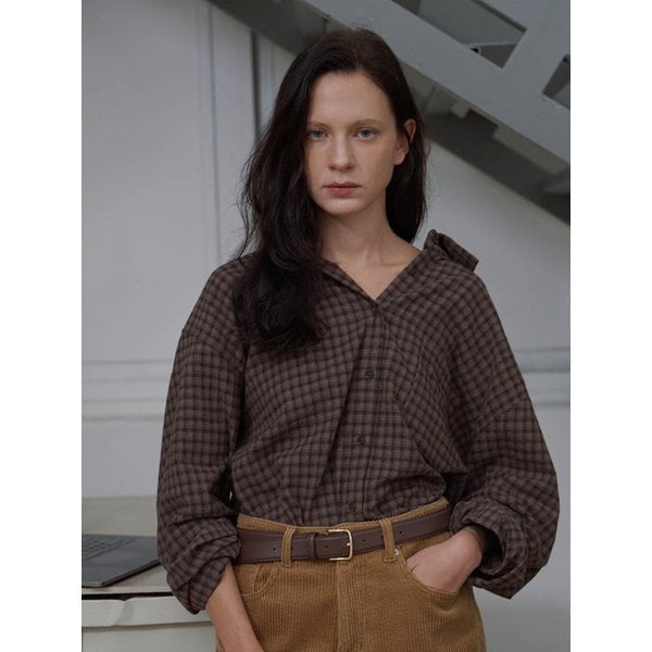 빈티지 로지 체크 셔츠 (Brown)