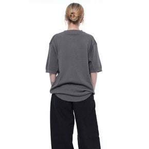 Linen Basic Round Half Knit - Charcoal