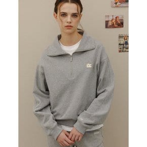 Half zip-up cotton sweat shirt - Gray