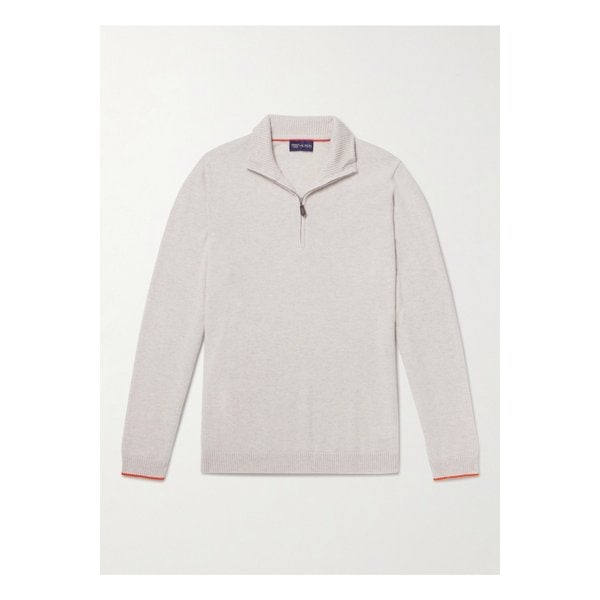 엔필 스탠리 투치 가죽 트리밍 캐시미어 실크 혼방 하프집업 스웨터 그레이 46376663162945115