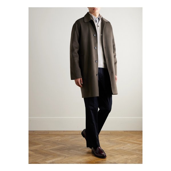 엔필 스탠리 투치 가죽 트리밍 캐시미어 실크 혼방 하프집업 스웨터 그레이 46376663162945115