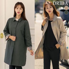 여자 봄 가을 간절기 빅사이즈 체크 싱글 바바리 코트 40 50대 중년여성 상견례.._P329423177