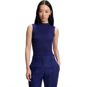 우먼 BOSS by 슬림핏 Ribbed-Knit 탑 - 다크 블루 17100009 1391690