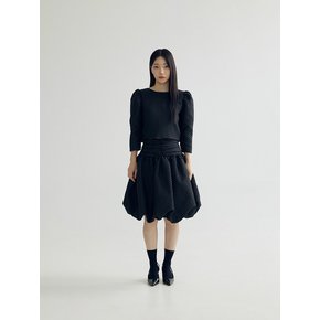 FLOWER BALLOON SKIRT SET UP _ BLACK