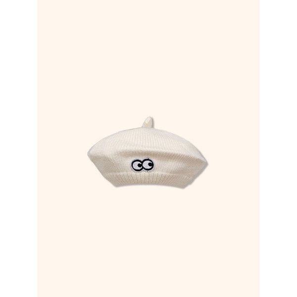 와우아이즈 니트 베레모 화이트