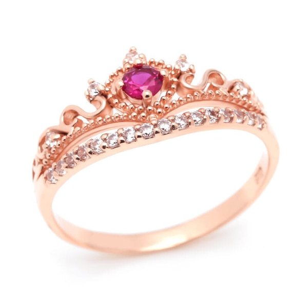 [비앤비골드] 14K 루비 티아라 왕관 반지 SRS29699