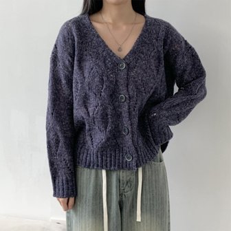 신세계라이브쇼핑 [옷자락] 여자 다이아 스카시 가을니트 딥브이 오버핏 가디건