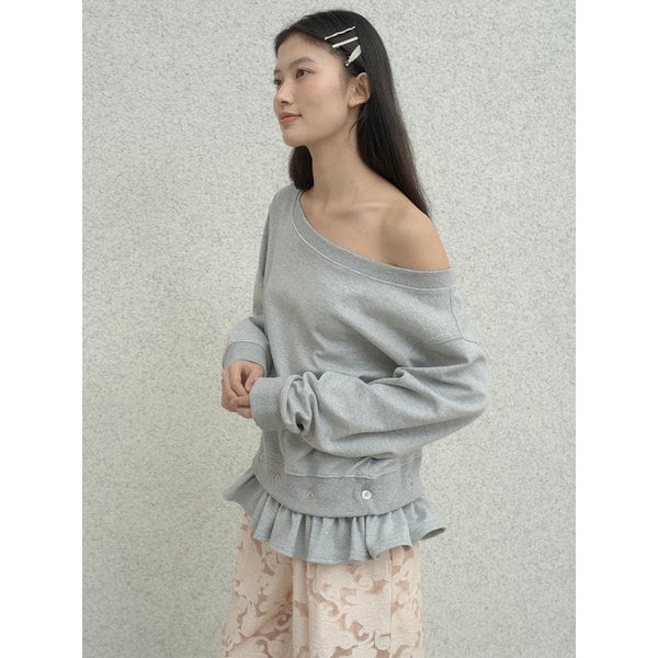 Shirring Detachable Sweatshirt - [Melange]