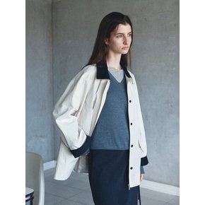 Contrast Collar Half Coat