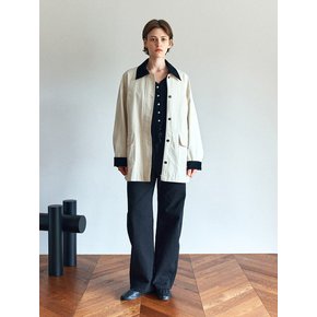 Contrast Collar Half Coat