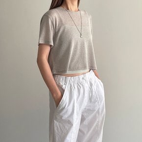 CROCHET LINEN TOP DUSTY KHAKI