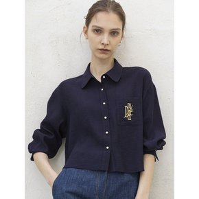 DRESSY CROP NAVY  BLOUSE