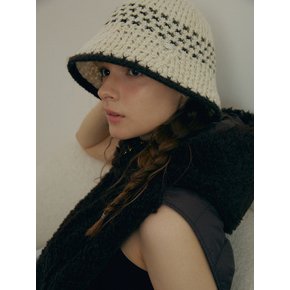 Line knit bucket hat_4color