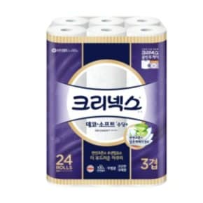 유한킴벌리 크리넥스 3겹 데코앤소프트 수딩플러스 27m 24롤 1팩