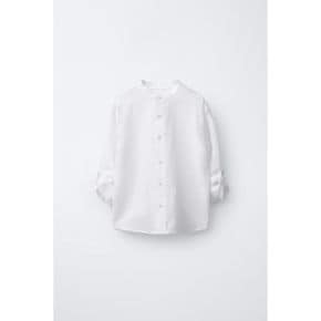 ZARA 자라 키즈 린넨  코튼 스탠드 카라 셔츠 화이트 5644550250 5644550 1276601