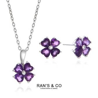 RAN'S&CO [란스앤코] RAN`S&CO 천연자수정 하트크로버 귀걸이+하트크로버 목걸이