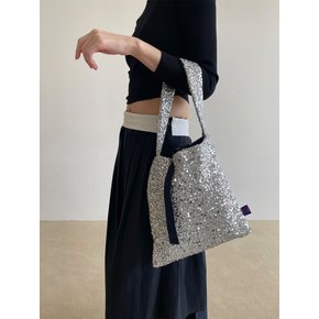 Spangle padding Mini Bag. Silver