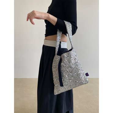 쥬에 Spangle padding Mini Bag. Silver