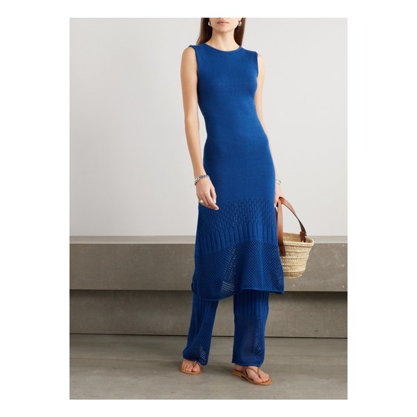 에스코비도 넷 서스테인 톤데로  피마 코튼 미디 드레스 블루 1647597331218704