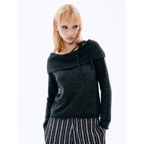 Wool off-shoulder Top_Charcoal