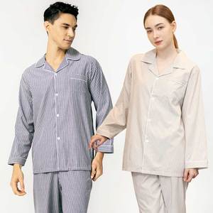 테라우드 메리핀 커플 크리미 스트라이프 카라 상하세트 잠옷 홈웨어
