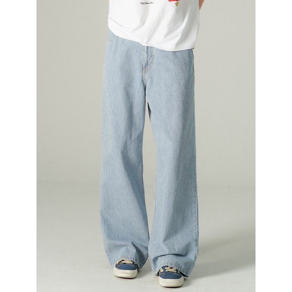 나인 스트라이프 와이드 데님팬츠 라이트블루 MJLP7802