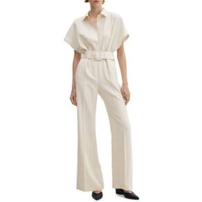 4547444 MANGO Belted Flare Leg Jumpsuit