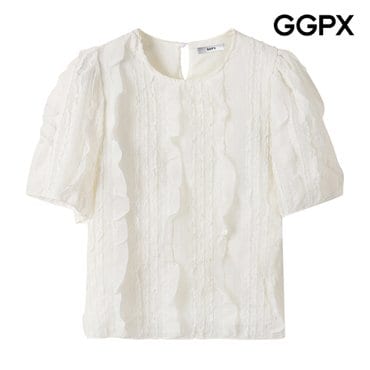 GGPX 웨이브 프릴 레이스 블라우스 (GP7SH010F)