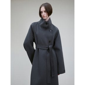 HIGH-NECK WOOL HANDMADE COAT CHARCOAL