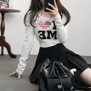 아이러브미 성조기 빈티지 레터링 보트넥 긴팔티4color
