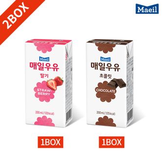 매일 멸균우유 초코 딸기 2종 200ml x 24팩 묶음[33003078]