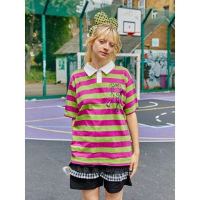 Heart Queen PK Stripe T-shirt_greenpink