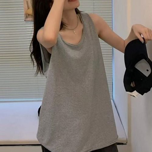 넥 루즈핏 무지 민소매 레이어드 하프 나시티 루즈핏나시티 롱나시티 유넥나시티