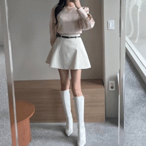 제프리 기모 미니 벨트 플레어 겨울 따뜻한 스커트 2color _P378613730