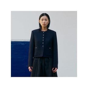 Button Detail Round Neck Jacket  Navy (KE5111M06R)