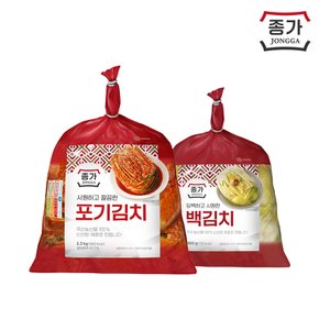 [종합몰] 포기김치2.3kg(비닐) + 백김치900g