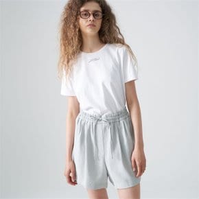 String linen shorts_Skyblue