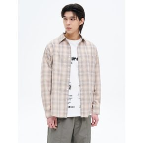 옴브레 체크 오버핏 셔츠  베이지 (425464LY2A)