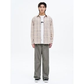 옴브레 체크 오버핏 셔츠  베이지 (425464LY2A)