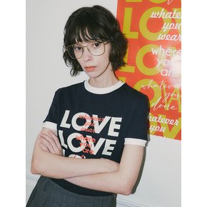 A3442 LOVE ringer T-shirt_Navy/White