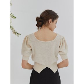 Metal Square Neck Knitwear_ Ivory