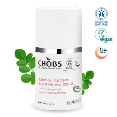 CHOBS(찹스) 유기농 모링가 이중기능성 토탈크림 50ml (미백크림, 화이트닝크림,주름개선크림)