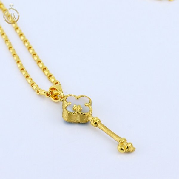 [가앤] 24k순금 열쇠 자개 오닉스 양면 목걸이 메달 펜던트 3.75g