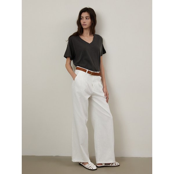 Vintage V-neck Pigment Half T-shirt_Charcoal_2colors
