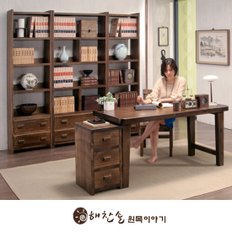 소나무 통원목 서재 1200책상.책장 풀세트 엔틱