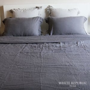 화이트리퍼블릭 French Linen Cover Set - Charcoal Grey